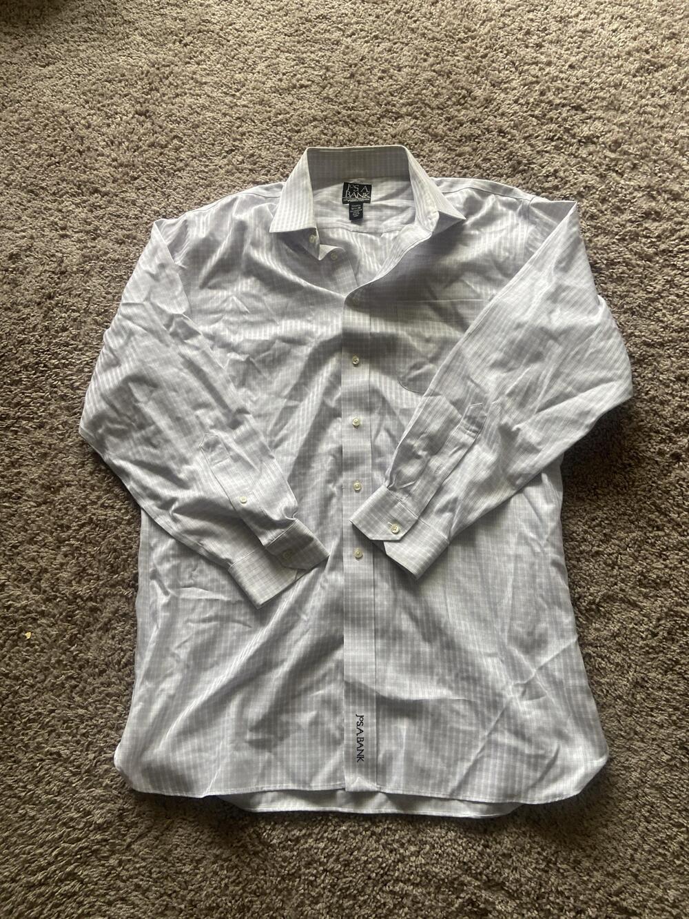 Jos. A. Bank Shirt Mens 16.5 32/33 White Check Dress Wrinkle Free Long Sleeve